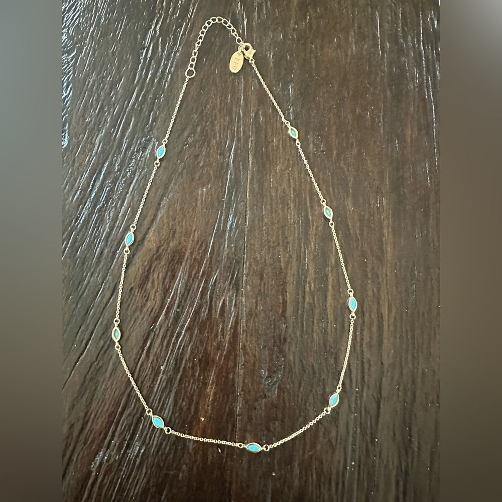 Delicate Elegant Gold and Turquoise Necklace 18”